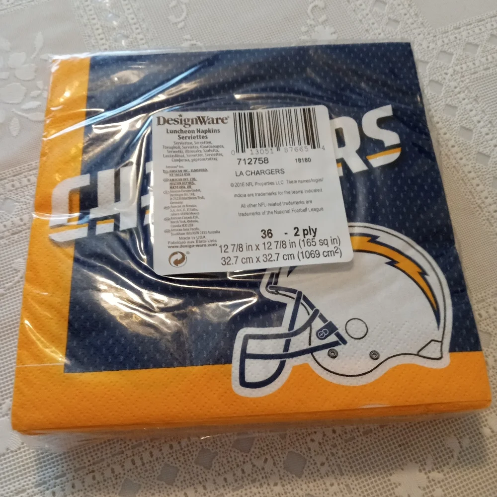 🆕 1 pack of Los Angeles Chargers Lunch Napkins 36ct